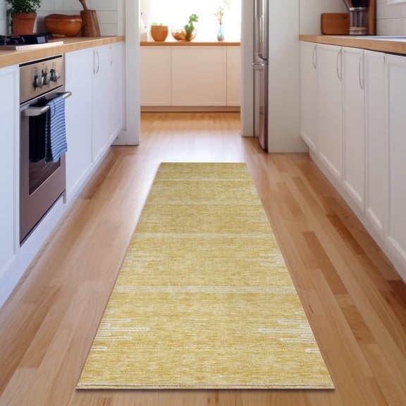 Addison Rugs Mayfield Washable Transitional Modern Gold Runner Rug, 2'3" x 7'6"