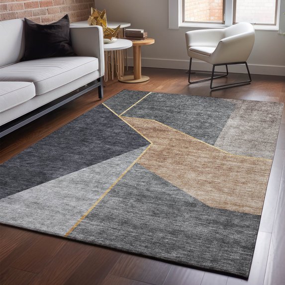 Addison Rugs Mayfield Washable Transitional Modern Charcoal Rectangle Rug, 8' x 10'