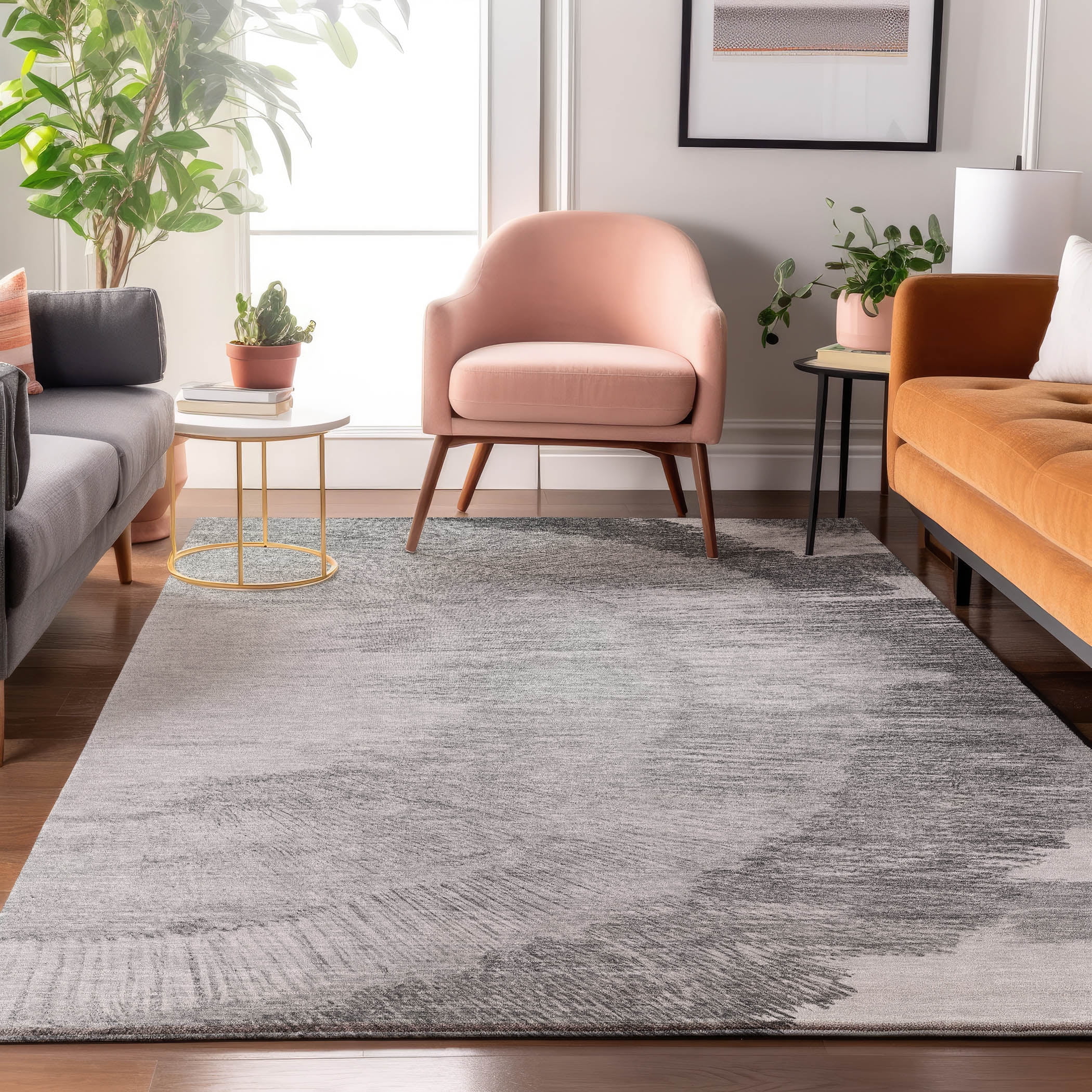 Addison Rugs Mayfield Washable Transitional Spiral Gray Rectangle Rug ...