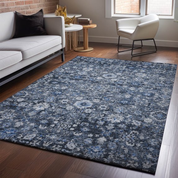 Addison Rugs Mayfield Washable Traditional Oriental Blue Rectangle Rug, 3' x 5'