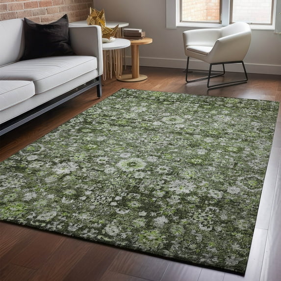 Addison Rugs Mayfield Washable Traditional Oriental Green Rectangle Rug, 10' x 14'