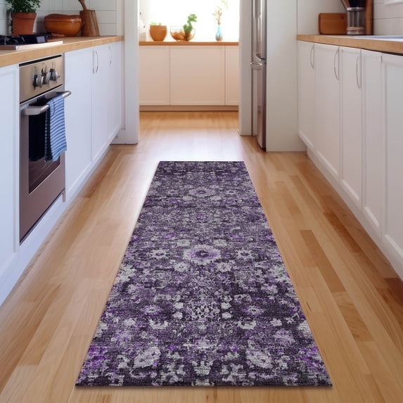 Addison Rugs Mayfield Washable Traditional Oriental Purple Runner Rug, 2'3" x 7'6"