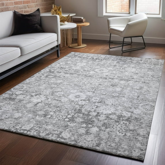 Addison Rugs Mayfield Washable Traditional Oriental Silver Rectangle Rug, 3' x 5'