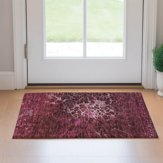 Addison Rugs Mayfield Washable Transitional Modern Merlot Rectangle Rug, 1'8" x 2'6"