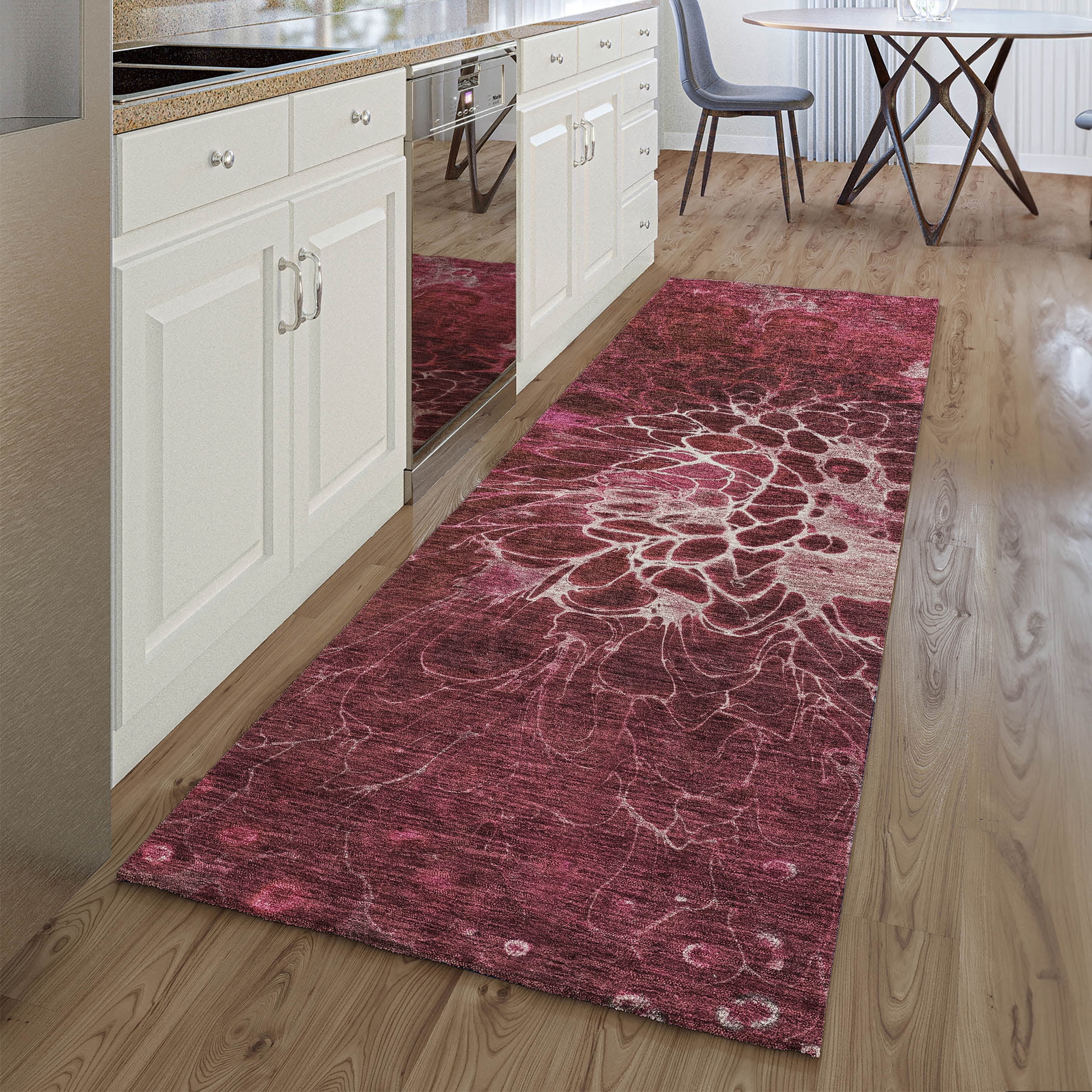 Addison Rugs Mayfield Washable Transitional Modern Merlot Runner Rug, 2 ...