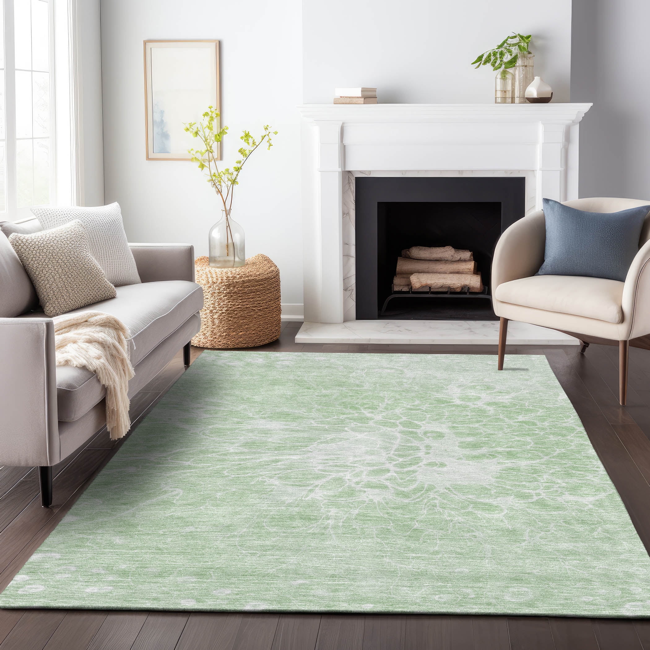 Addison Rugs Mayfield Washable Transitional Modern Mint Rectangle Rug ...