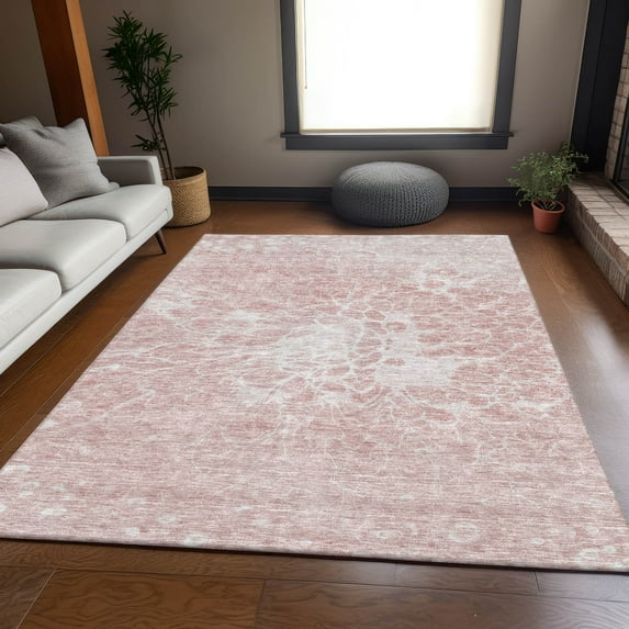 Addison Rugs Mayfield Washable Transitional Modern Pink Rectangle Rug, 2'6" x 3'10"