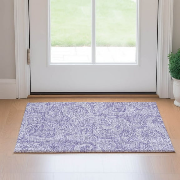 Addison Rugs Mayfield Washable Transitional Paisley Lavender Rectangle Rug, 1'8" x 2'6"