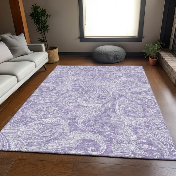 Addison Rugs Mayfield Washable Transitional Paisley Lavender Rectangle Rug, 2'6" x 3'10"