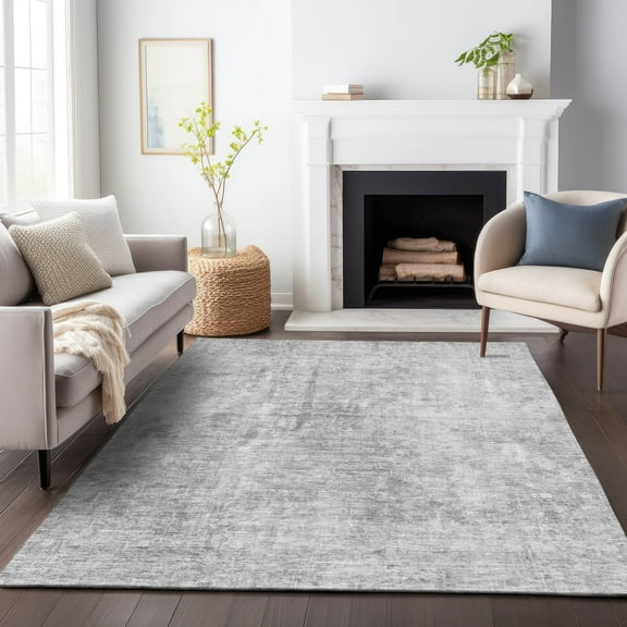Addison Rugs Mayfield Washable Transitional Abstract Gray Rectangle Rug, 5' x 7'6"