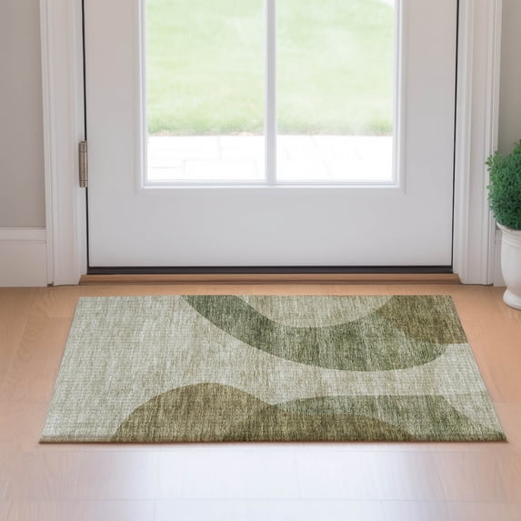 Addison Rugs Mayfield Washable Transitional Art Deco Beige Rectangle Rug, 1'8" x 2'6"