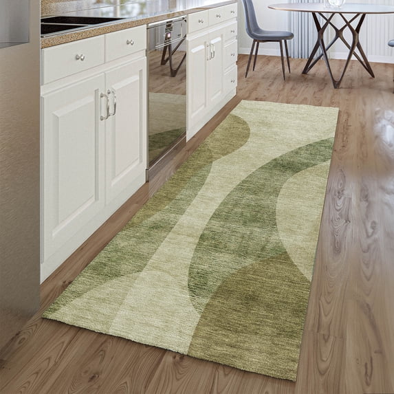 Addison Rugs Mayfield Washable Transitional Art Deco Beige Runner Rug, 2'3" x 7'6"