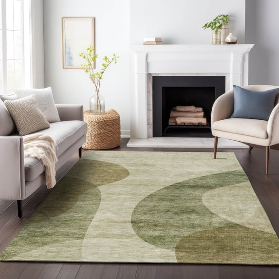 Addison Rugs Mayfield Washable Transitional Art Deco Beige Rectangle Rug, 8' x 10'