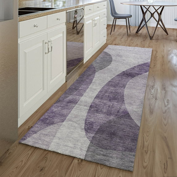 Addison Rugs Mayfield Washable Transitional Art Deco Purple Runner Rug, 2'3" x 7'6"
