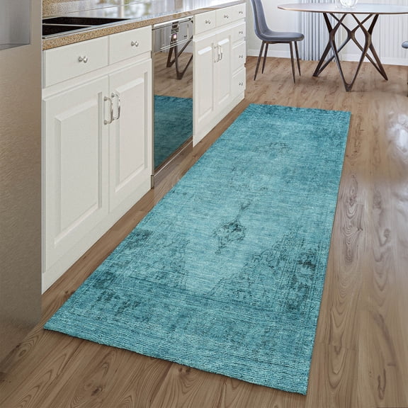 Addison Rugs Mayfield Washable Traditional Oriental Blue Runner Rug, 2'3" x 7'6"