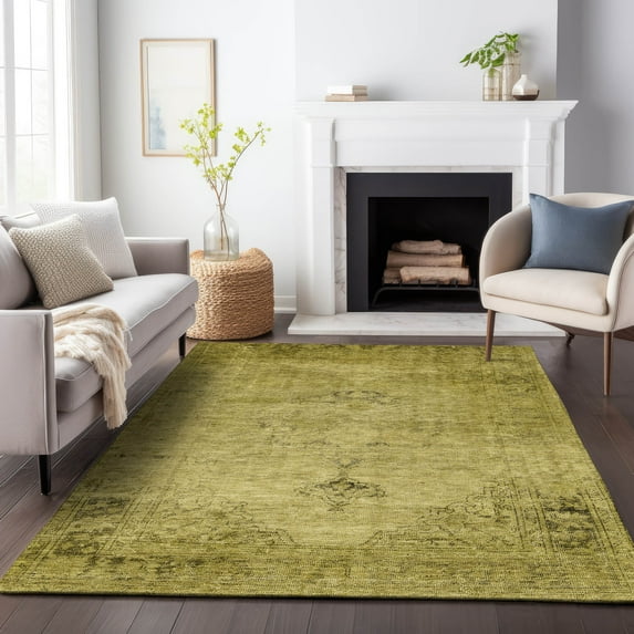 Addison Rugs Mayfield Washable Traditional Oriental Gold Rectangle Rug, 8' x 10'
