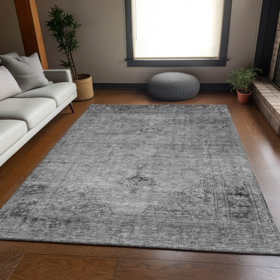 Addison Rugs Mayfield Washable Traditional Oriental Gray Rectangle Rug, 9' x 12'