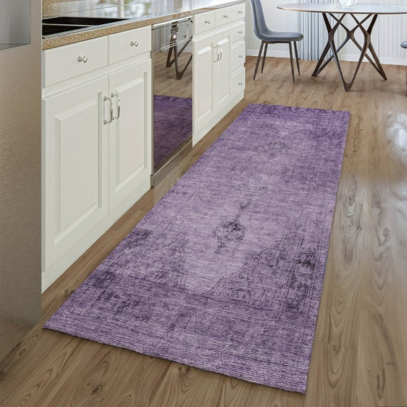 Addison Rugs Mayfield Washable Traditional Oriental Purple Runner Rug, 2'3" x 7'6"