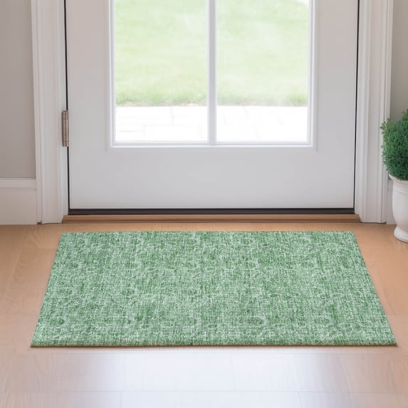 Addison Rugs Mayfield Washable Transitional Floral Green Rectangle Rug, 1'8" x 2'6"