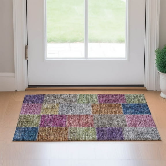 Addison Rugs Mayfield Washable Transitional Patchwork Copper Rectangle Rug, 1'8" x 2'6"
