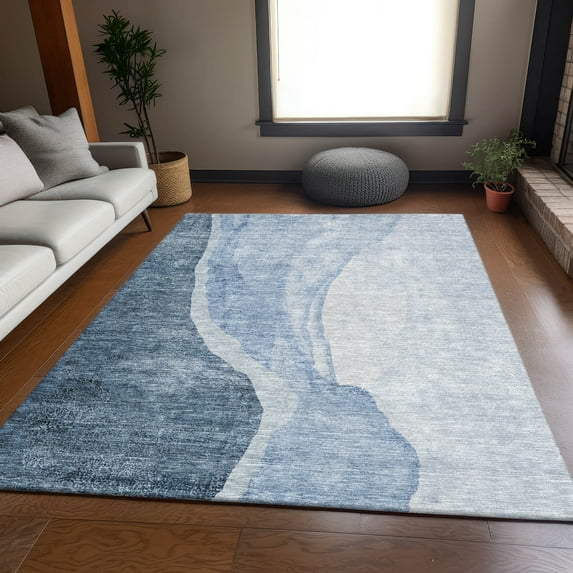 Addison Rugs Mayfield Washable Transitional Abstract Blue Rectangle Rug, 5' x 7'6"