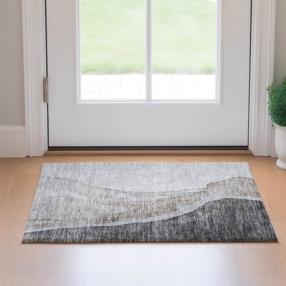 Addison Rugs Mayfield Washable Transitional Abstract Charcoal Rectangle Rug, 1'8" x 2'6"