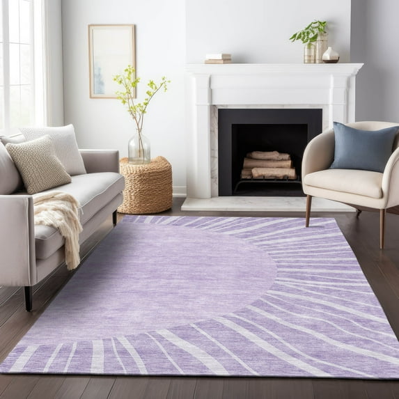 Addison Rugs Mayfield Washable Transitional Abstract Lavender Rectangle Rug, 8' x 10'