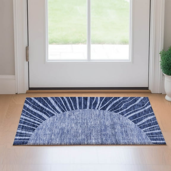 Addison Rugs Mayfield Washable Transitional Abstract Navy Rectangle Rug, 1'8" x 2'6"