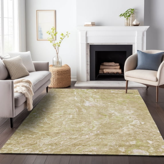 Addison Rugs Mayfield Washable Transitional Abstract Beige Rectangle Rug, 3' x 5'