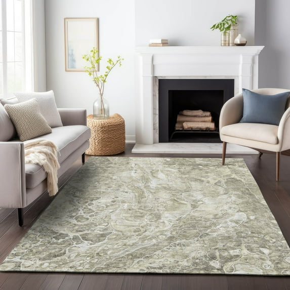 Addison Rugs Mayfield Washable Transitional Abstract Tan Rectangle Rug, 10' x 14'