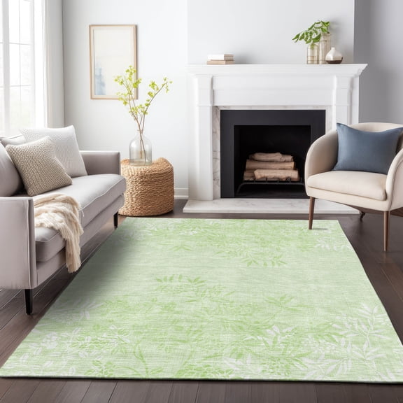 Addison Rugs Mayfield Washable Transitional Floral Mint Rectangle Rug, 9' x 12'