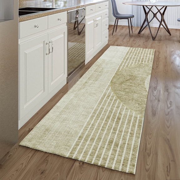 Addison Rugs Mayfield Washable Transitional Modern Taupe Runner Rug, 2'3" x 7'6"