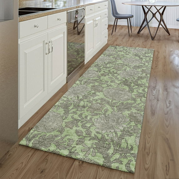 Addison Rugs Mayfield Washable Transitional Floral Aloe Runner Rug, 2'3" x 7'6"