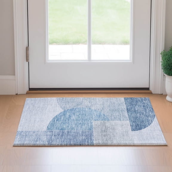 Addison Rugs Mayfield Washable Transitional Modern Blue Rectangle Rug, 1'8" x 2'6"