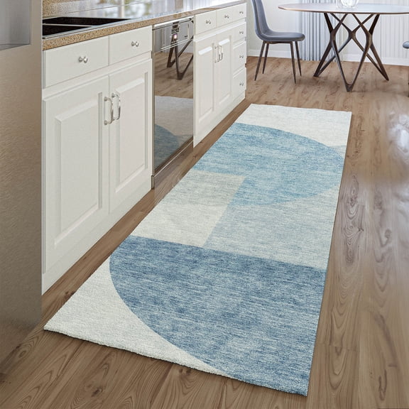 Addison Rugs Mayfield Washable Transitional Modern Blue Runner Rug, 2'3" x 7'6"