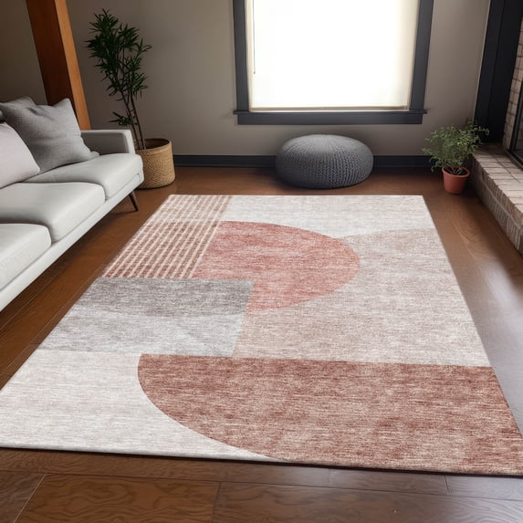 Addison Rugs Mayfield Washable Transitional Modern Copper Rectangle Rug, 3' x 5'