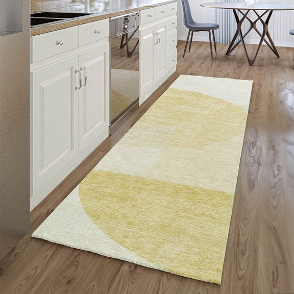 Addison Rugs Mayfield Washable Transitional Modern Gold Runner Rug, 2'3" x 7'6"