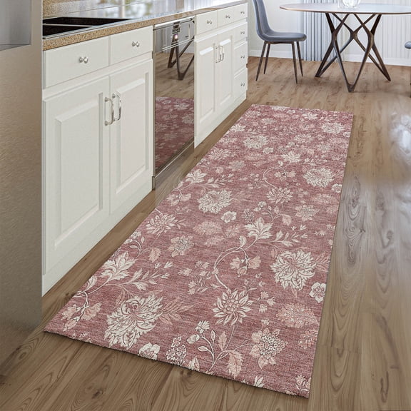 Addison Rugs Mayfield Washable Transitional Floral Blush Runner Rug, 2'3" x 7'6"