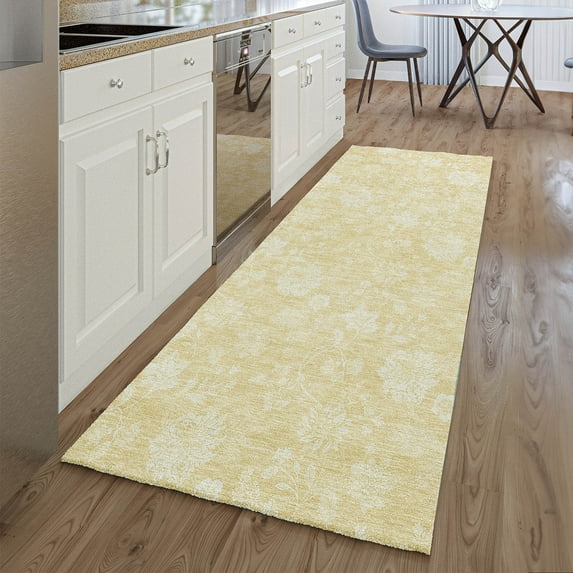 Addison Rugs Mayfield Washable Transitional Floral Honey Runner Rug, 2'3" x 7'6"