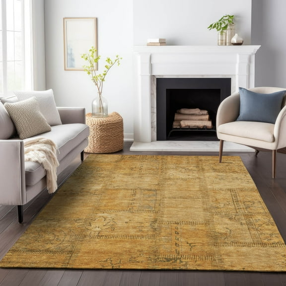 Addison Rugs Mayfield Washable Transitional Patchwork Copper Rectangle Rug, 5' x 7'6"