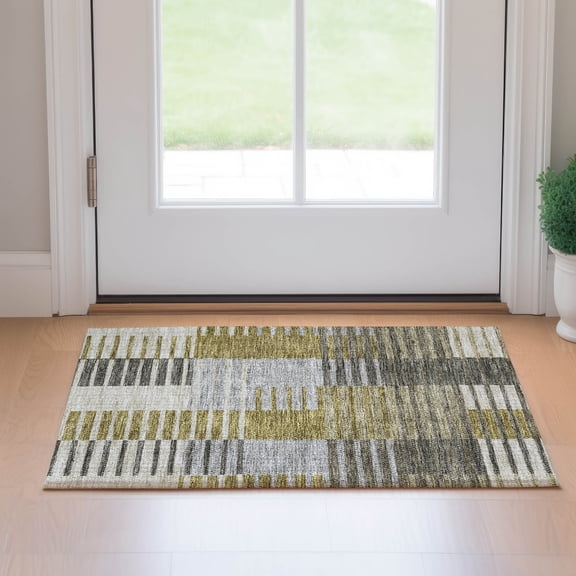 Addison Rugs Mayfield Washable Transitional Striped Brown Rectangle Rug, 1'8" x 2'6"
