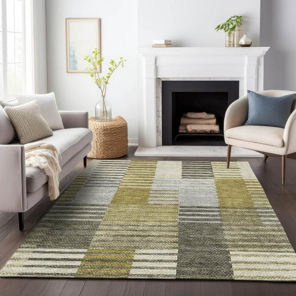 Addison Rugs Mayfield Washable Transitional Striped Brown Rectangle Rug, 10' x 14'