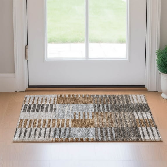 Addison Rugs Mayfield Washable Transitional Striped Paprika Rectangle Rug, 1'8" x 2'6"