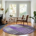 thumbnail image 1 of Addison Rugs Mayfield Washable Transitional Striped Purple Round Rug, 8' x 8', 1 of 5