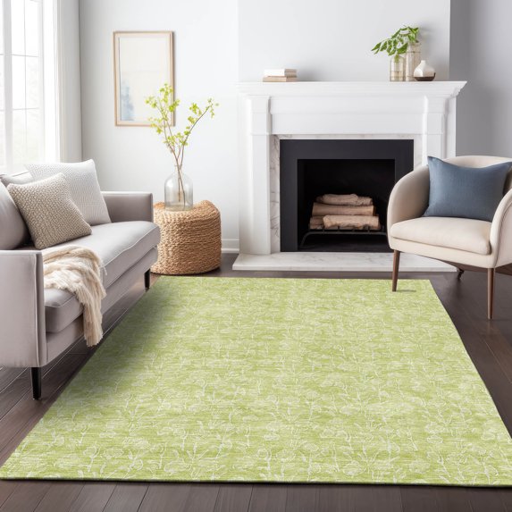 Addison Rugs Mayfield Washable Transitional Floral Aloe Rectangle Rug, 8' x 10'