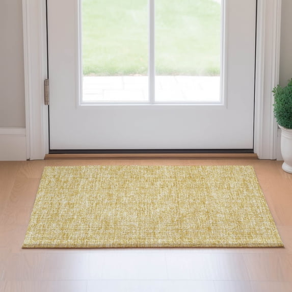 Addison Rugs Mayfield Washable Transitional Floral Gold Rectangle Rug, 1'8" x 2'6"