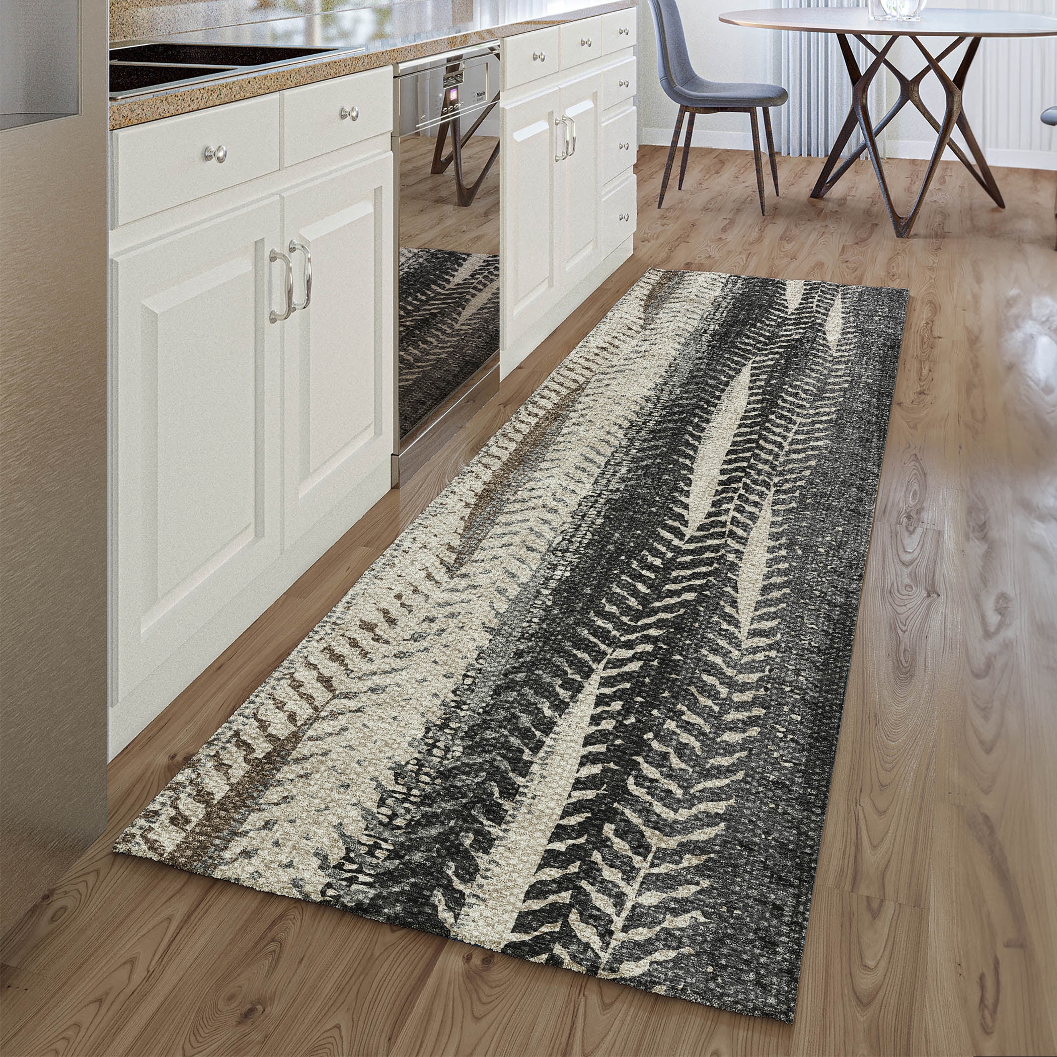 Addison Rugs Mayfield Washable Transitional Stripes Brown Runner Rug, 2'3" x 7'6"