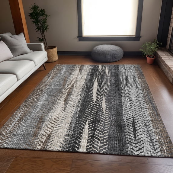 Addison Rugs Mayfield Washable Transitional Stripes Brown Rectangle Rug, 8' x 10'