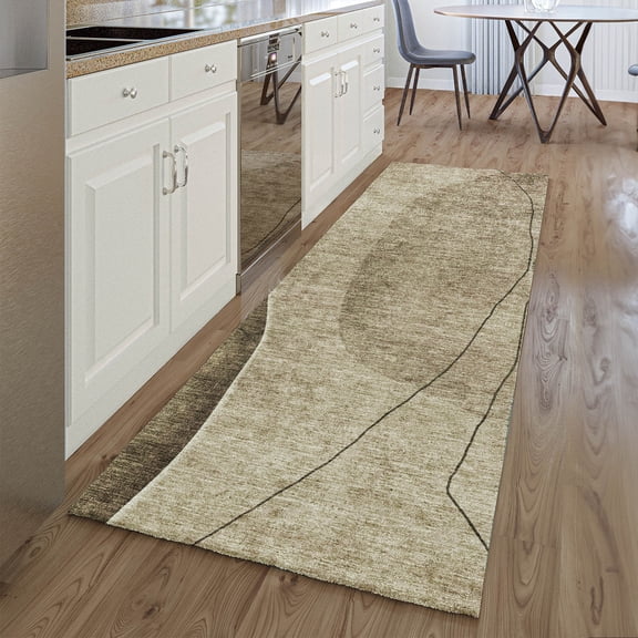Addison Rugs Mayfield Washable Transitional Modern Brown Runner Rug, 2'3" x 7'6"