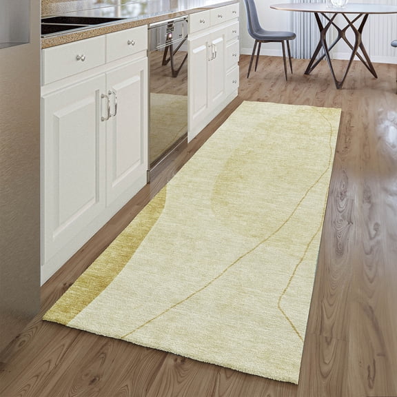 Addison Rugs Mayfield Washable Transitional Modern Gold Runner Rug, 2'3" x 7'6"